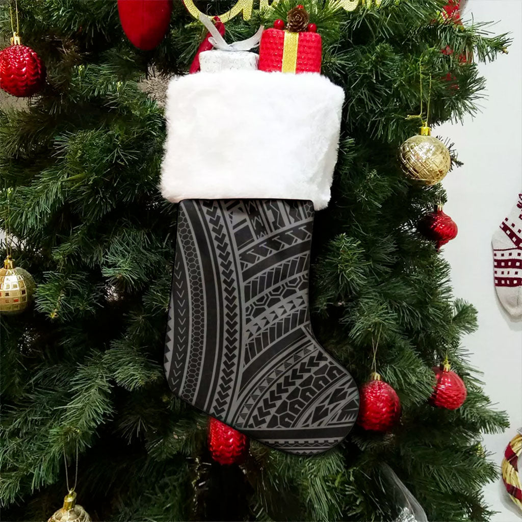 Hawaii Christmas Stocking Polynesian Pattern Gray