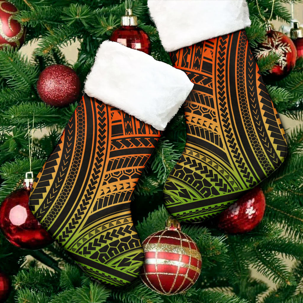 Hawaii Christmas Stocking Polynesian Pattern Reggae