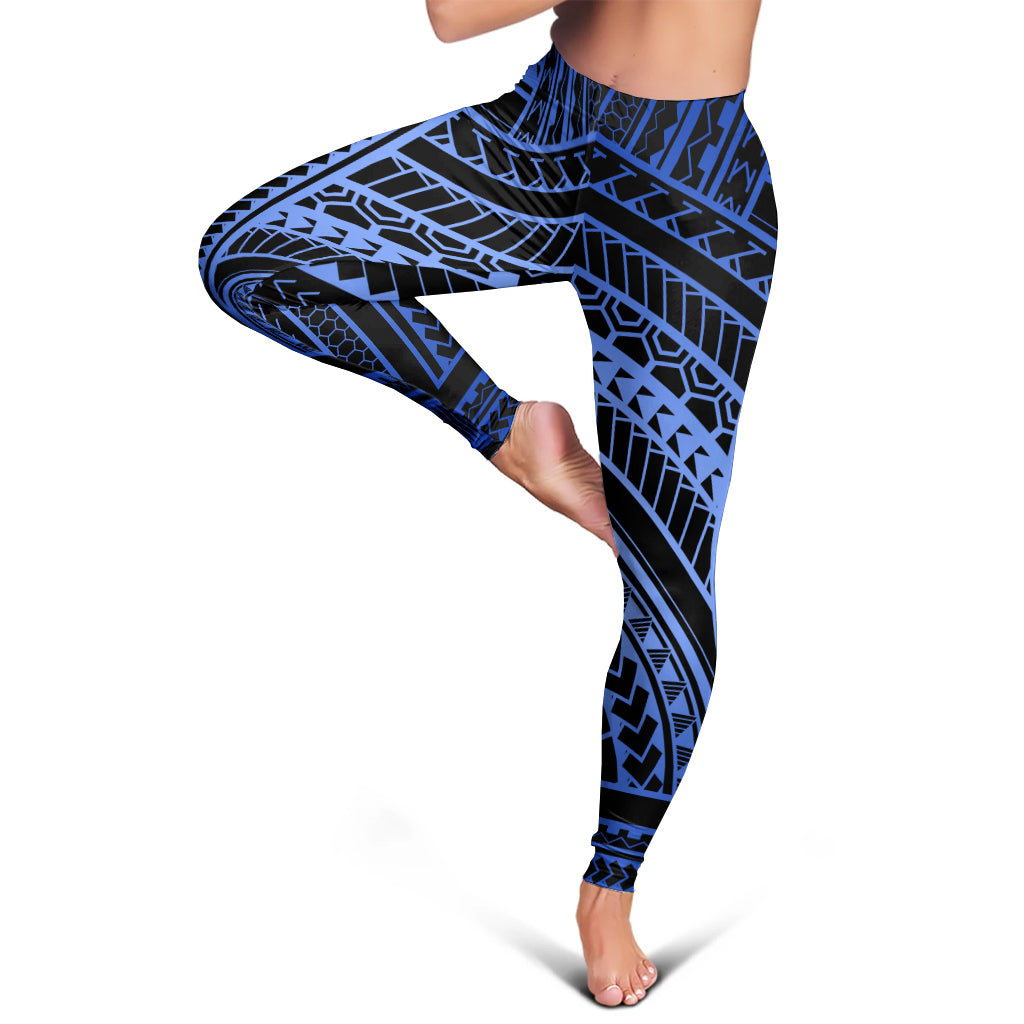Hawaii Legging Polynesia Pattern Tattoo Blue