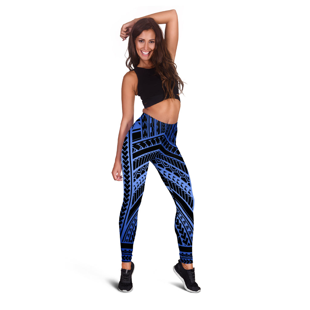 Hawaii Legging Polynesia Pattern Tattoo Blue