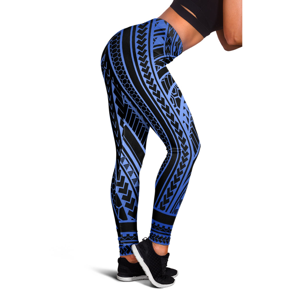 Hawaii Legging Polynesia Pattern Tattoo Blue