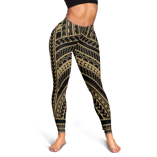 Hawaii Legging Polynesia Pattern Tattoo Gold