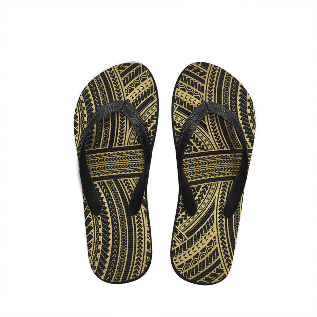 Hawaii Flip Flop Polynesia Pattern Tattoo Gold