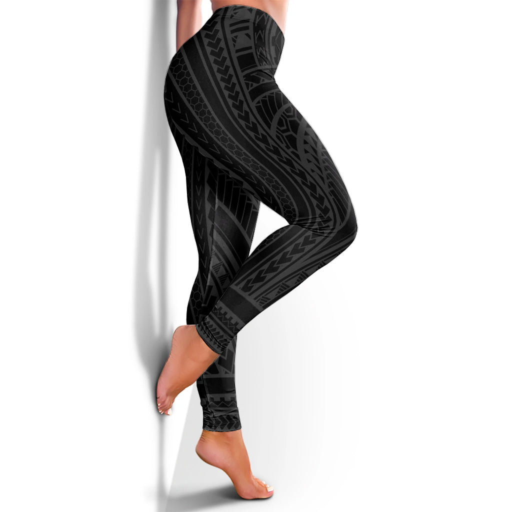 Hawaii Legging Polynesia Pattern Tattoo Gray