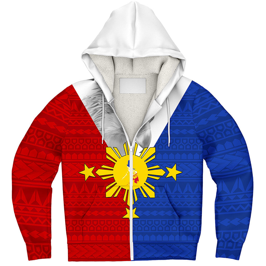 Philippines Filipinos Sherpa Hoodie Polynesia Tribal Flag Eagles