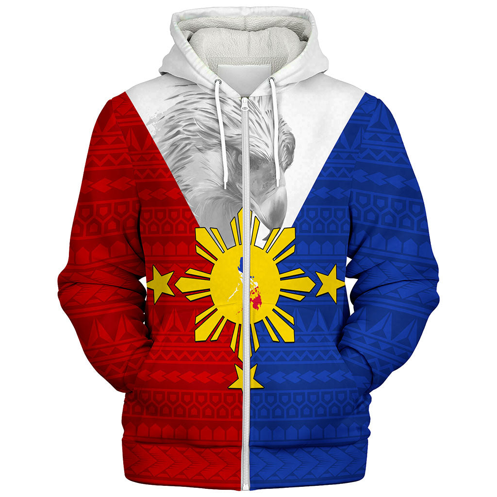 Philippines Filipinos Sherpa Hoodie Polynesia Tribal Flag Eagles