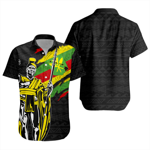 Hawaii Short Sleeve Shirt Tribal Kanaka Maoli King Kamehameha Crack Style
