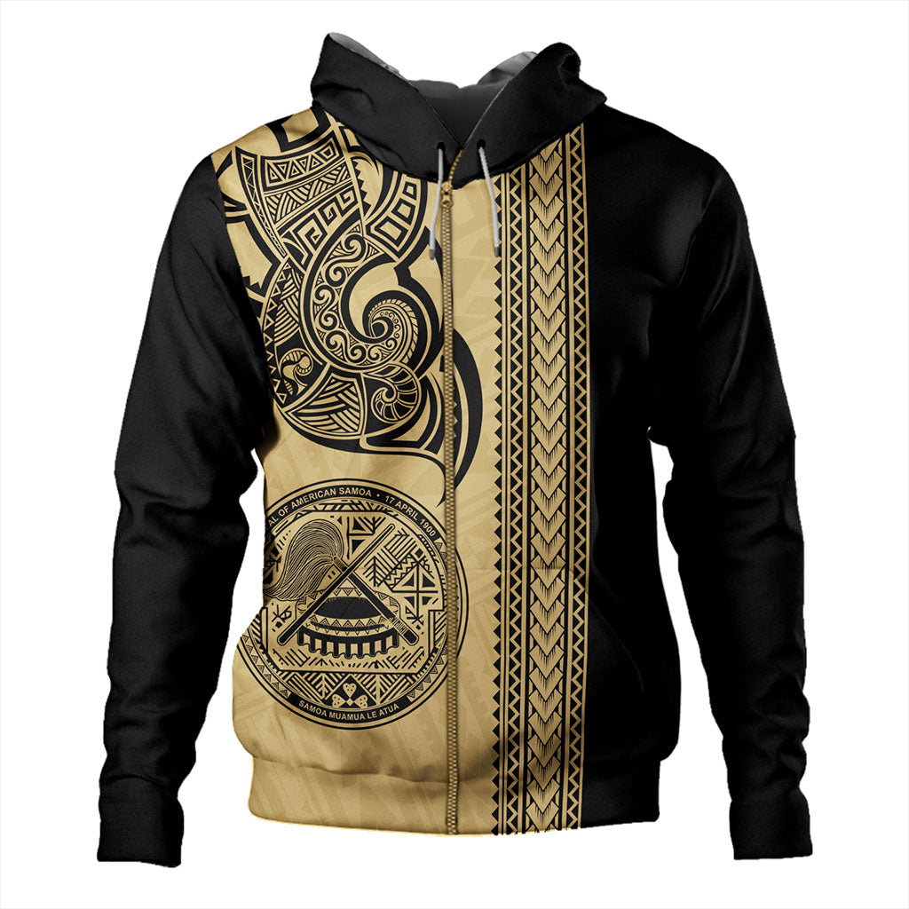 American Samoa Hoodie Polynesia Tribal Tattoo Gold