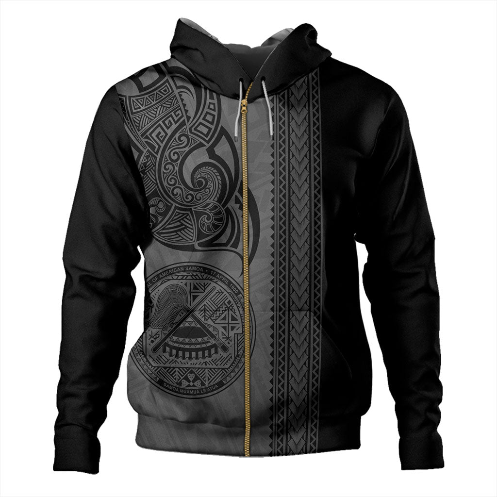 American Samoa Hoodie Polynesia Tribal Tattoo Grey