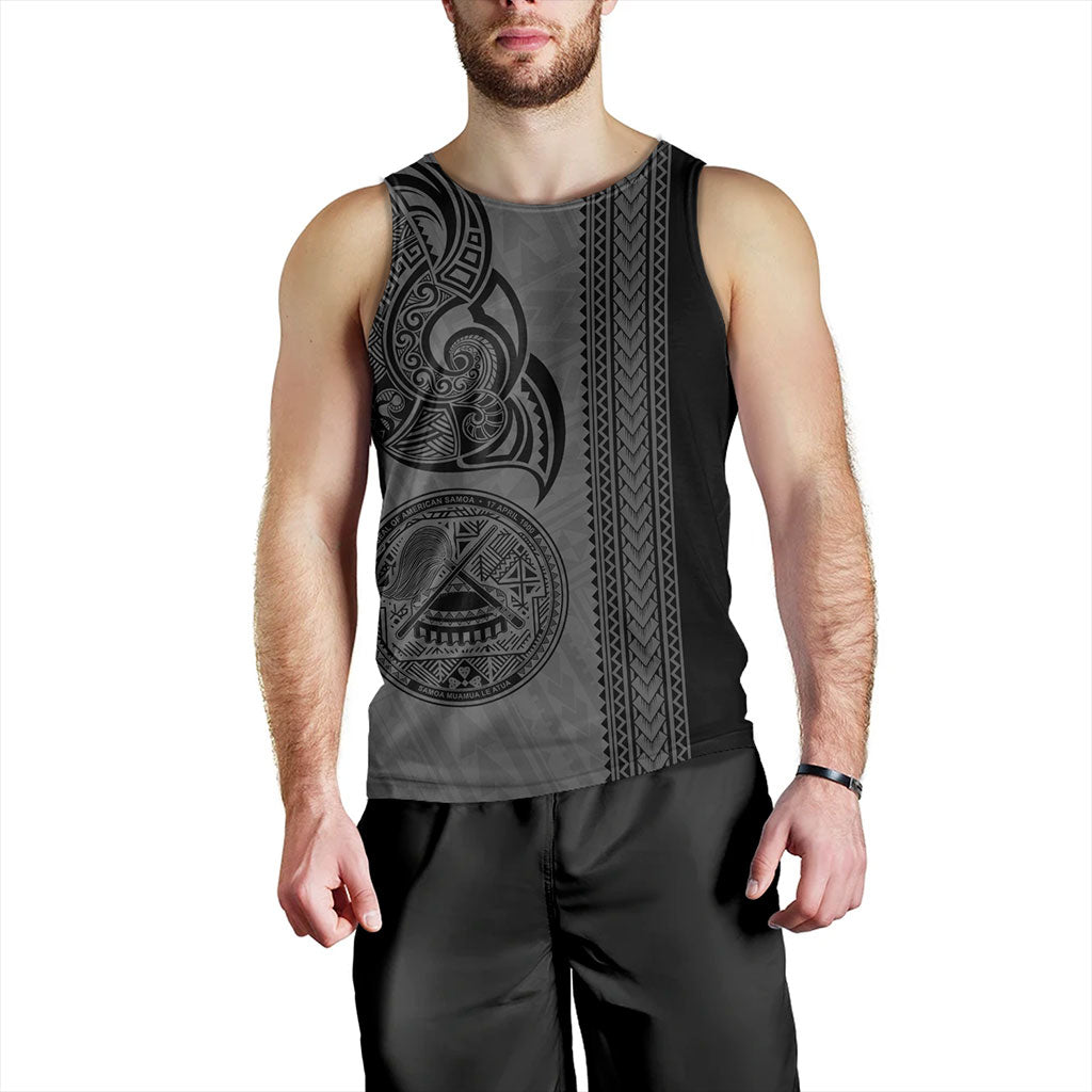 American Samoa Tank Top Polynesia Tribal Tattoo Grey