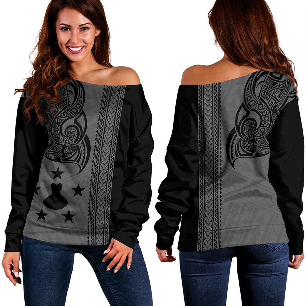 Austral Islands Off Shoulder Sweatshirt Polynesian Coat Of Arms Tribal Tattoo