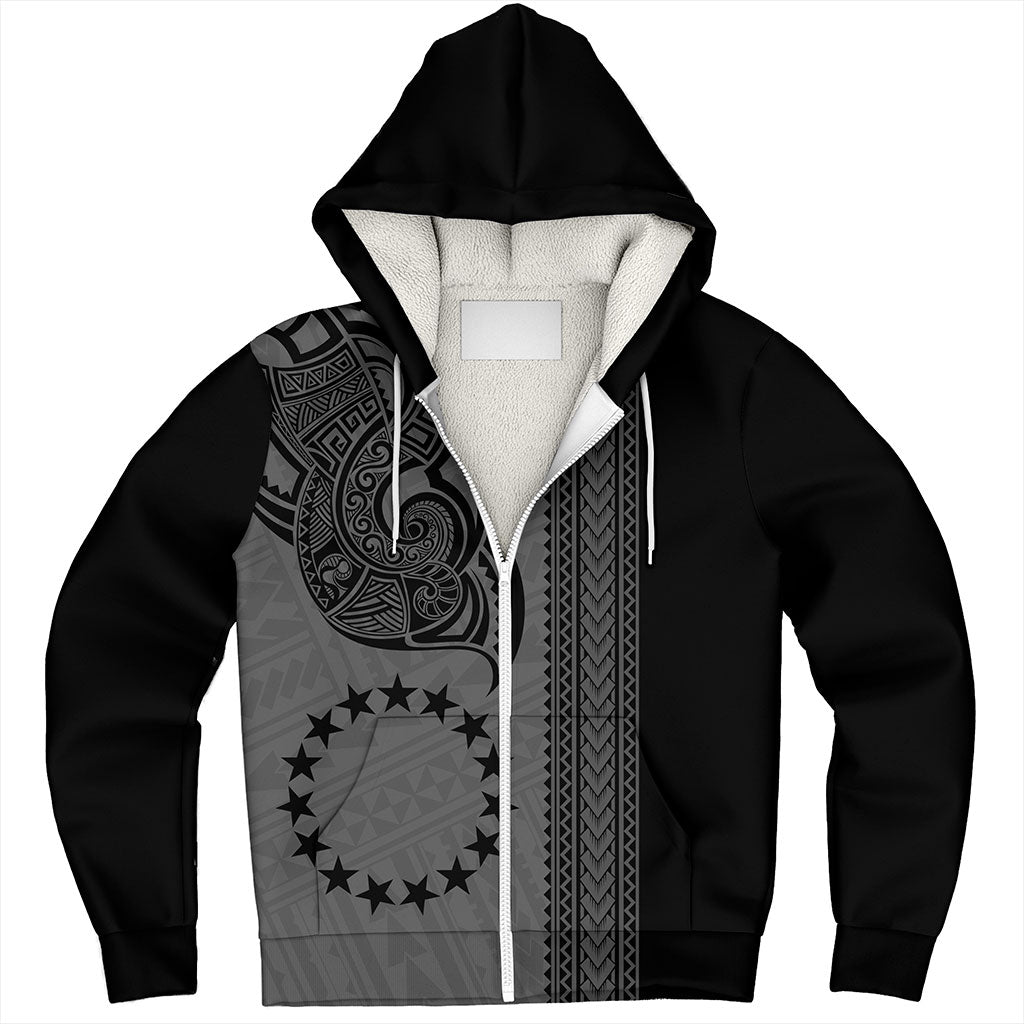 Cook Islands Sherpa Hoodie Polynesian Coat Of Arms Tribal Tattoo