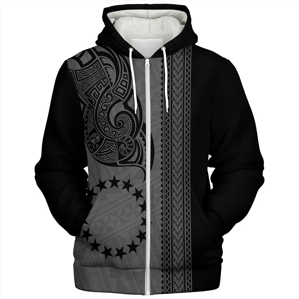 Cook Islands Sherpa Hoodie Polynesian Coat Of Arms Tribal Tattoo