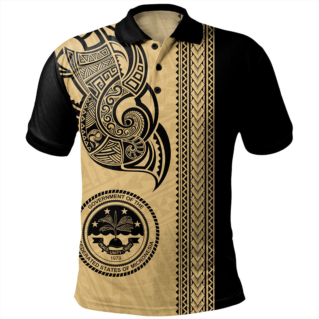 Federated States Of Micronesia Polo Shirt Polynesia Coat Of Arms Tribal Tattoo