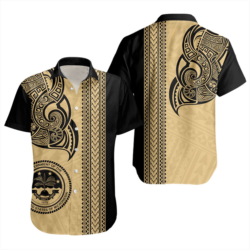 Federated States Of Micronesia Short Sleeve Shirt Polynesia Coat Of Arms Tribal Tattoo