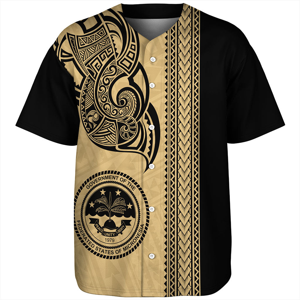 Federated States Of Micronesia Baseball Shirt Polynesia Coat Of Arms Tribal Tattoo