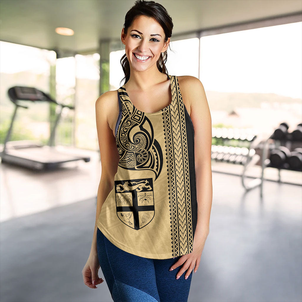 Fiji Women Tank Polynesia Tribal Tattoo Gold