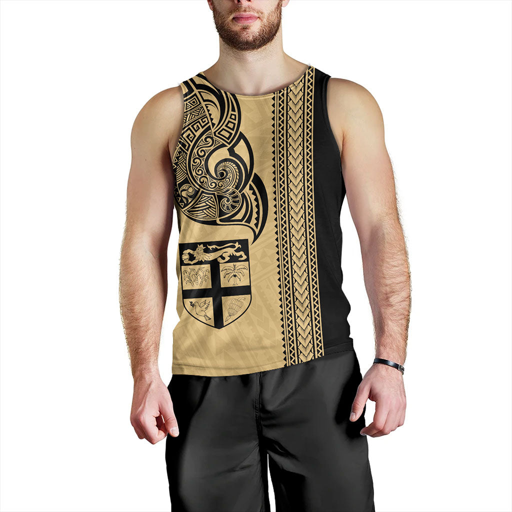 Fiji Tank Top Polynesia Tribal Tattoo Gold