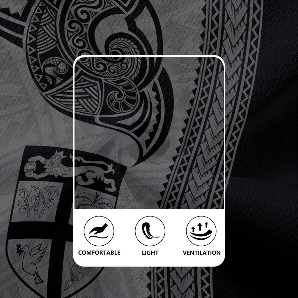 Fiji Rugby Jersey Polynesia Tribal Tattoo Grey