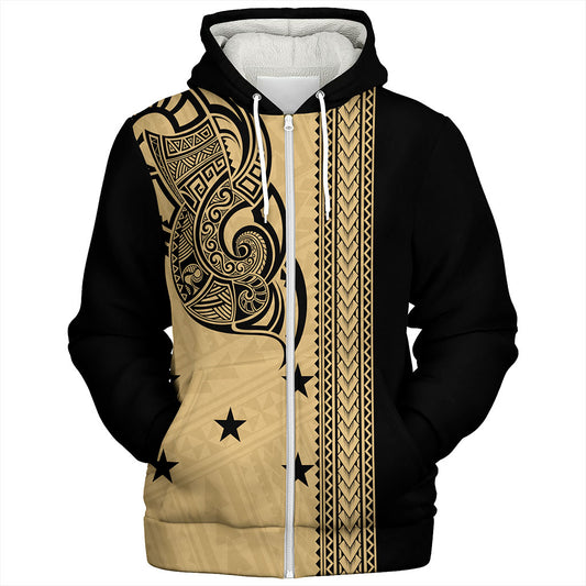 Gambier Islands Sherpa Hoodie Polynesian Coat Of Arms Tribal Tattoo