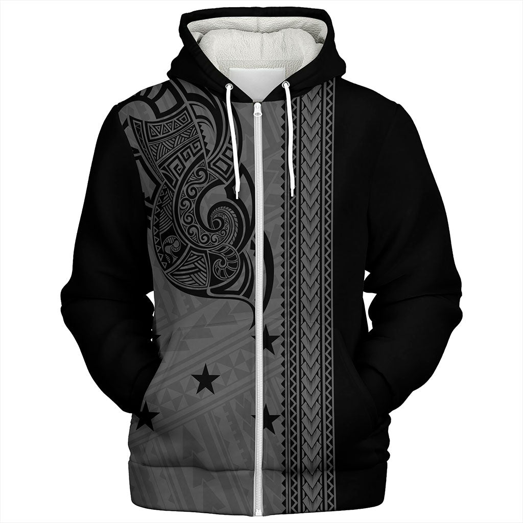 Gambier Islands Sherpa Hoodie Polynesian Coat Of Arms Tribal Tattoo