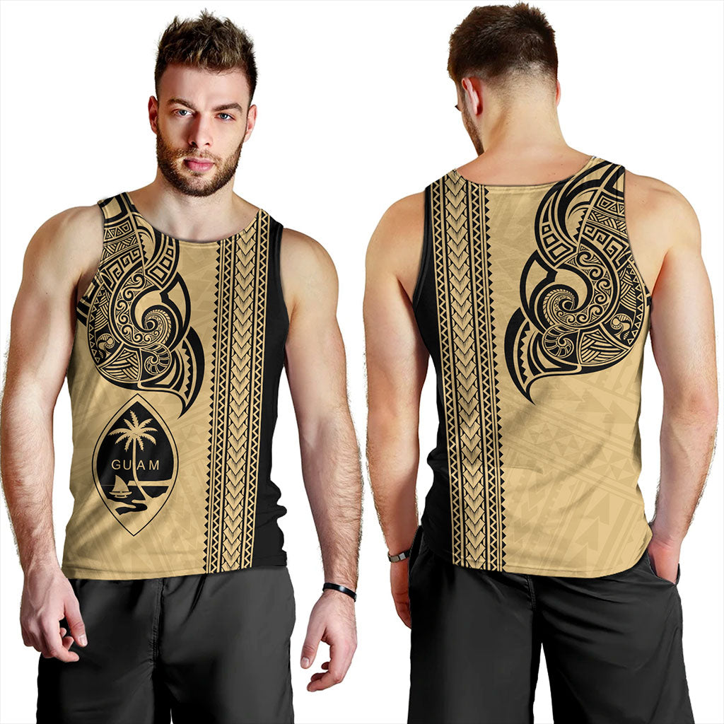 Guam Tank Top Polynesia Tribal Tattoo Gold