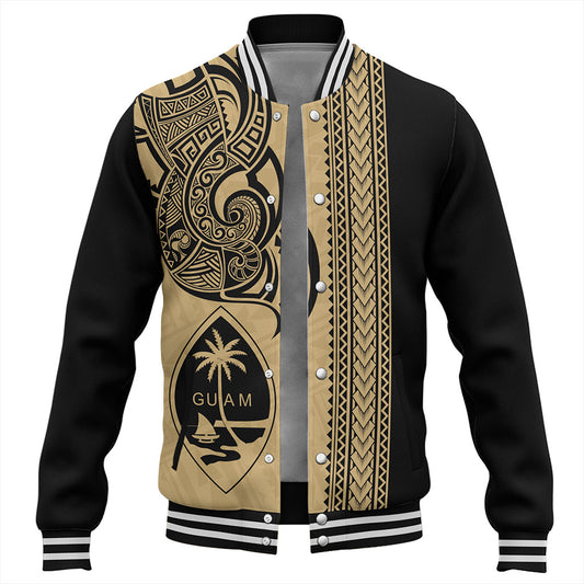 Guam Baseball Jacket Polynesia Tribal Tattoo Gold