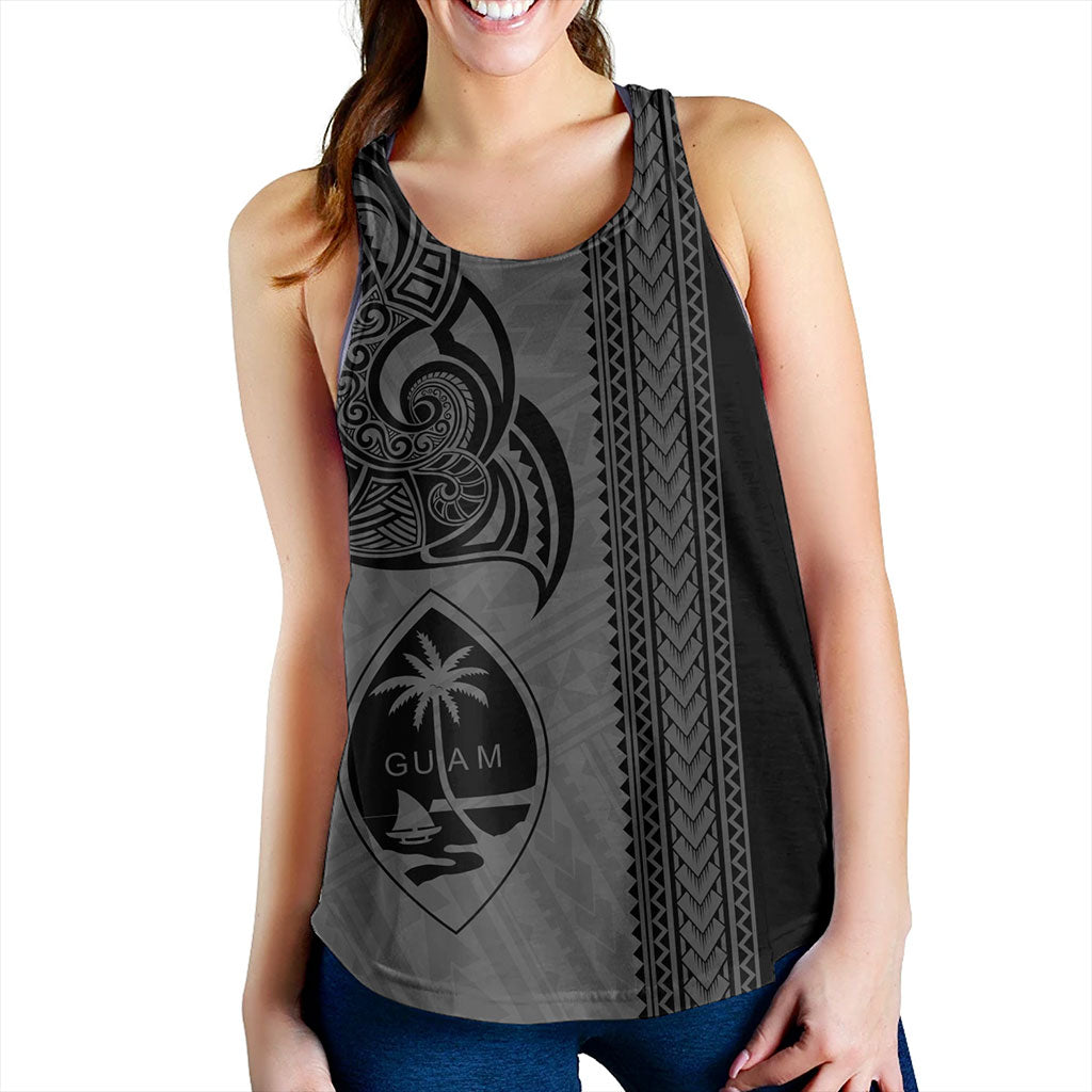 Guam Women Tank Polynesia Tribal Tattoo Grey