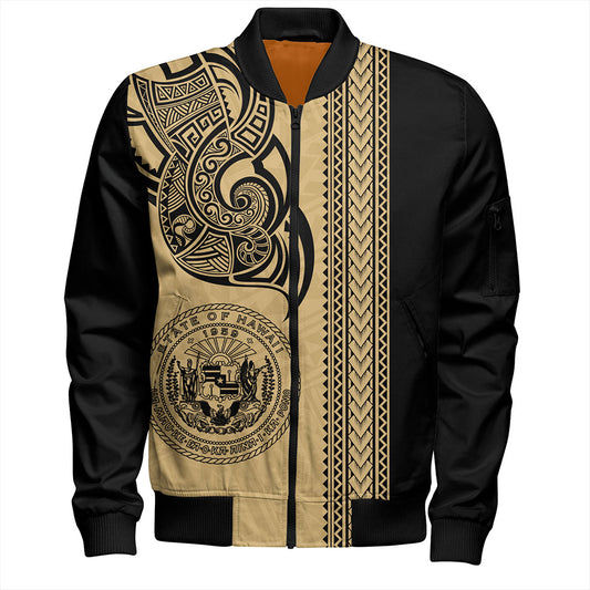 Hawaii Bomber Jacket Polynesia Tribal Tattoo Gold