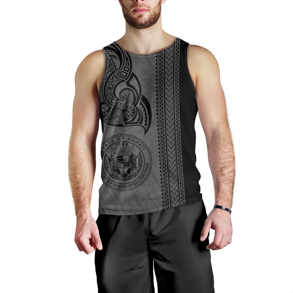 Hawaii Tank Top Polynesia Coat Of Arms Tribal Tattoo Grey