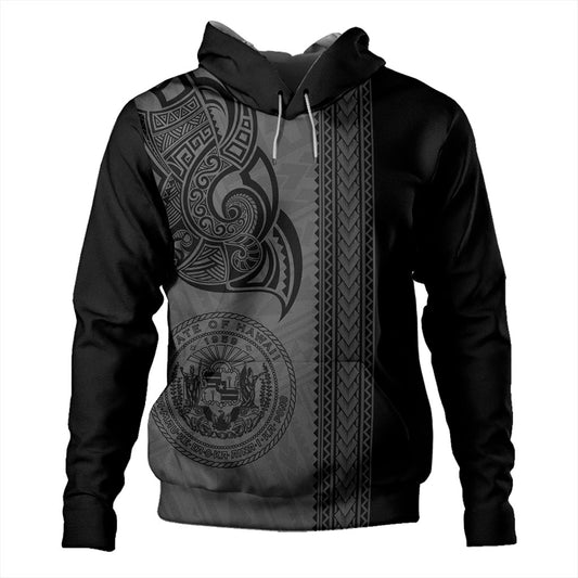 Hawaii Hoodie Polynesia Coat Of Arms Tribal Tattoo Grey