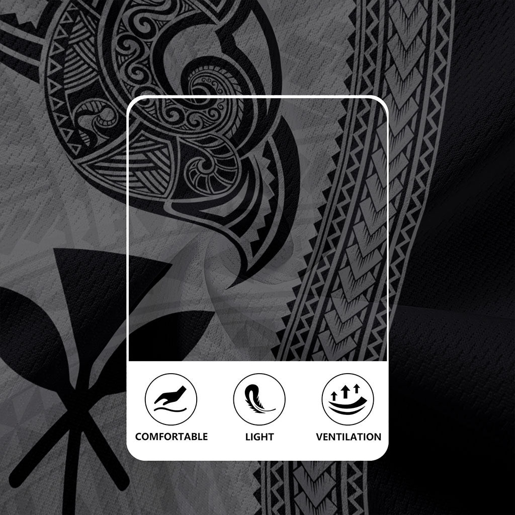 Hawaii Rugby Jersey Polynesia Tribal Tattoo Grey