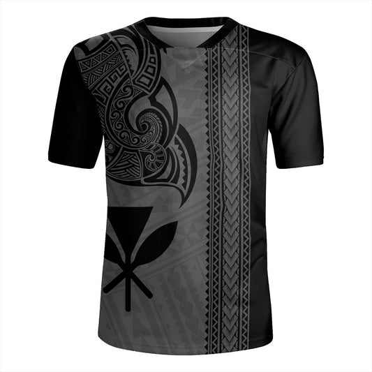 Hawaii Rugby Jersey Polynesia Tribal Tattoo Grey