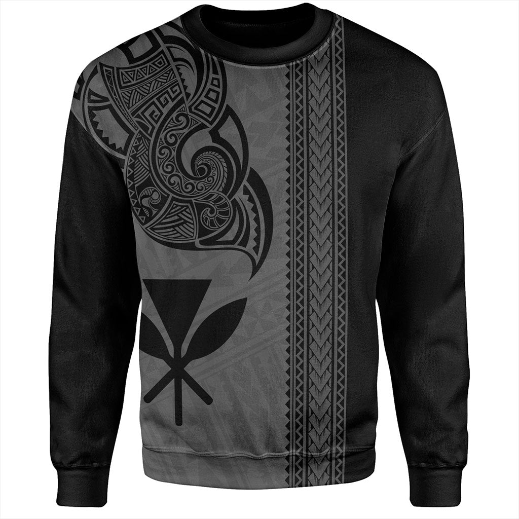 Hawaii Sweatshirt Polynesia Tribal Tattoo Grey