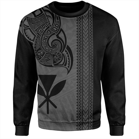 Hawaii Sweatshirt Polynesia Tribal Tattoo Grey