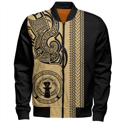 Northern Mariana Islands Bomber Jacket Polynesia Coat Of Arms Tribal Tattoo
