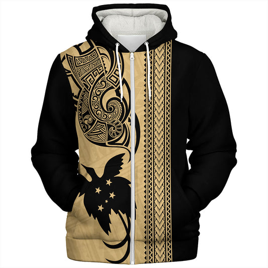 Papua New Guinea Sherpa Hoodie Tribal Tattoo PNG Gold