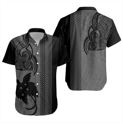 Papua New Guinea Short Sleeve Shirt Tribal Tattoo PNG Gray