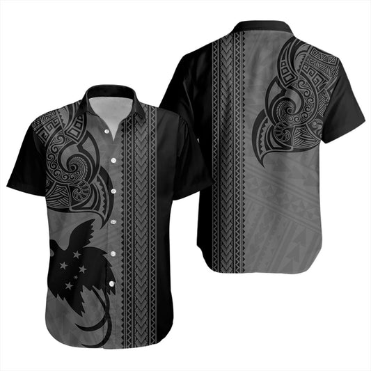 Papua New Guinea Short Sleeve Shirt Tribal Tattoo PNG Gray