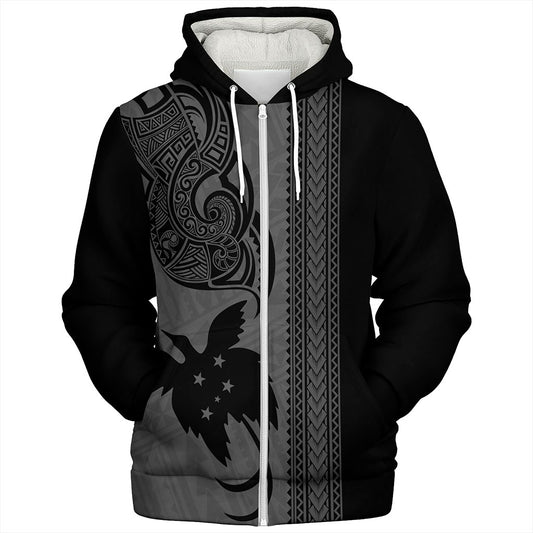 Papua New Guinea Sherpa Hoodie Tribal Tattoo PNG Gray