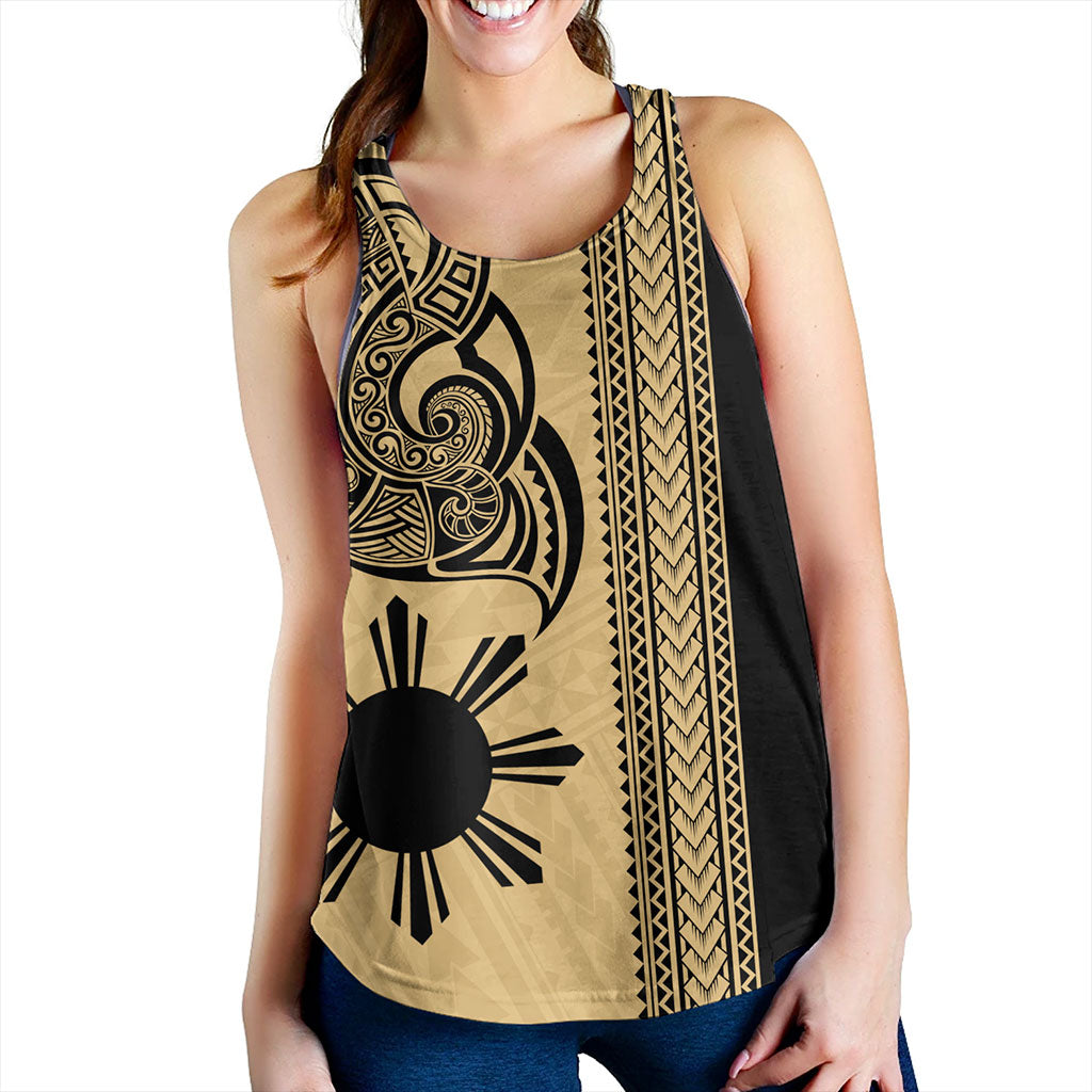Philippines Filipinos Women Tank Polynesia Tribal Tattoo Gold