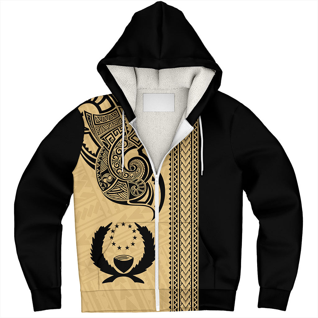 Pohnpei State Sherpa Hoodie Polynesia Coat Of Arms Tribal Tattoo