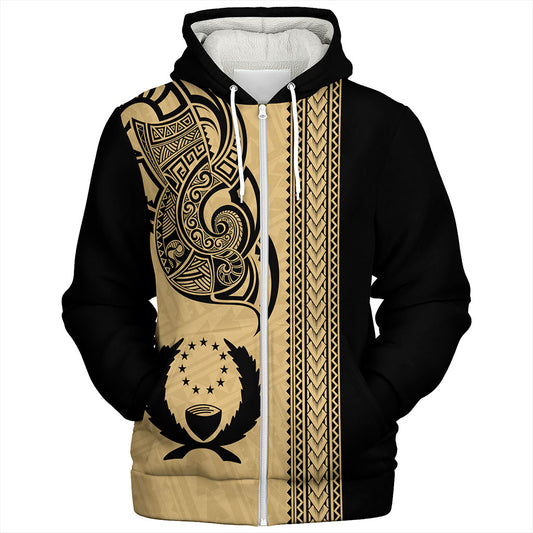 Pohnpei State Sherpa Hoodie Polynesia Coat Of Arms Tribal Tattoo