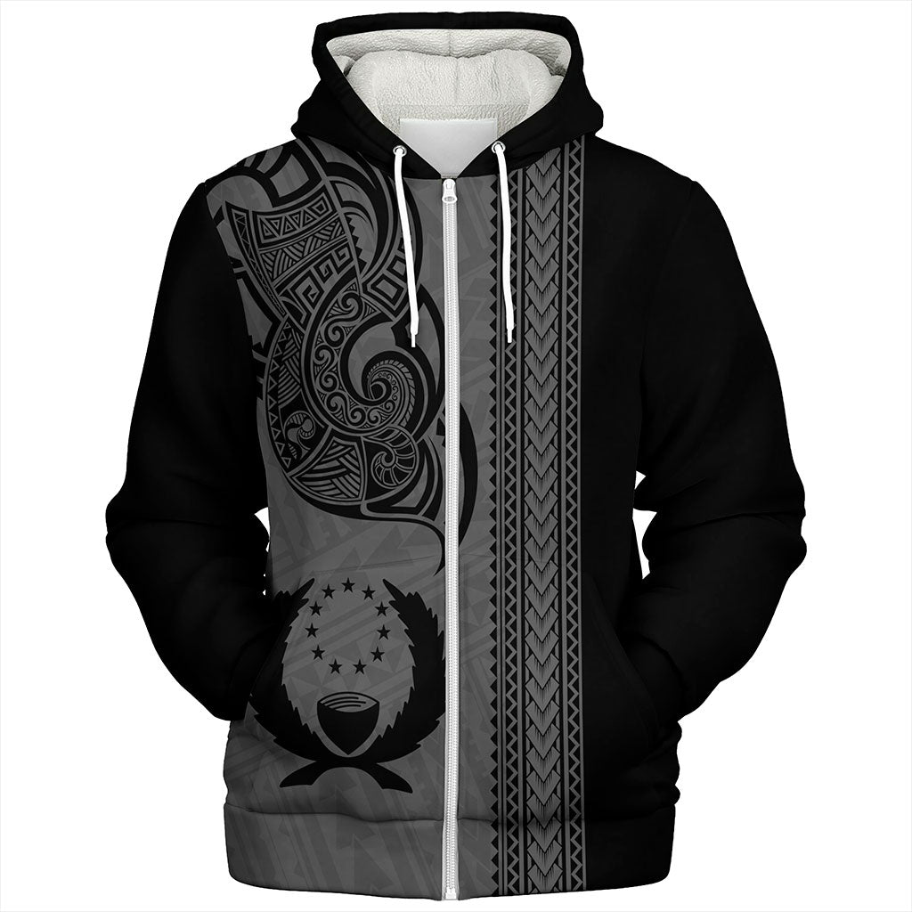 Pohnpei State Sherpa Hoodie Polynesia Coat Of Arms Tribal Tattoo