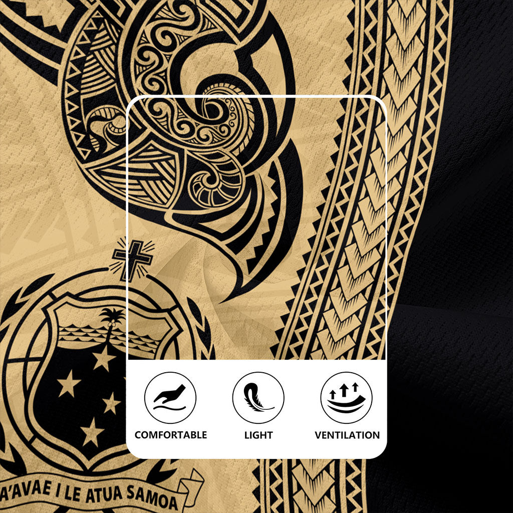 Samoa Rugby Jersey Polynesia Tribal Tattoo Gold