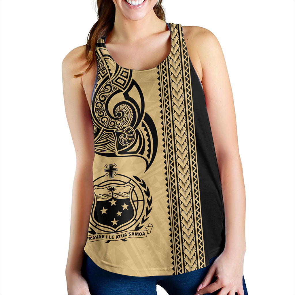 Samoa Women Tank Polynesia Tribal Tattoo Gold