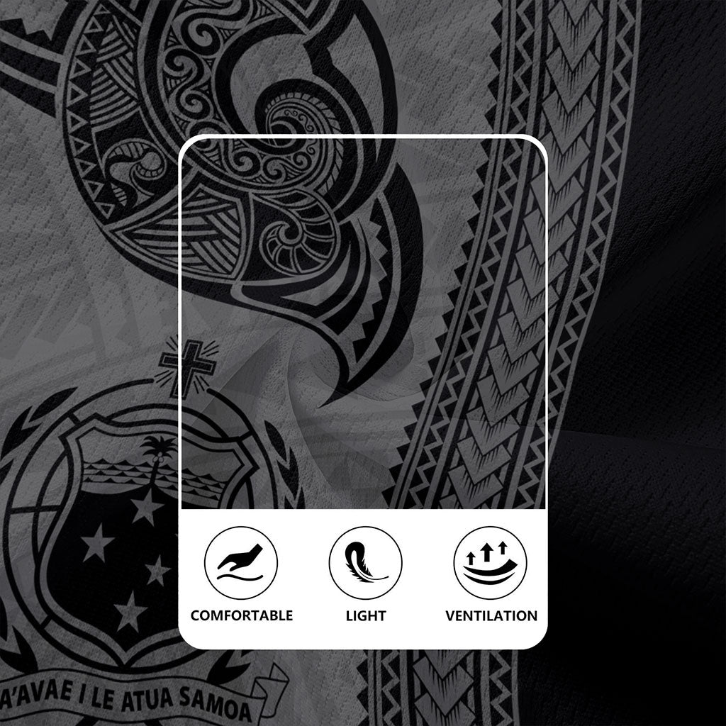 Samoa Rugby Jersey Polynesia Tribal Tattoo Grey