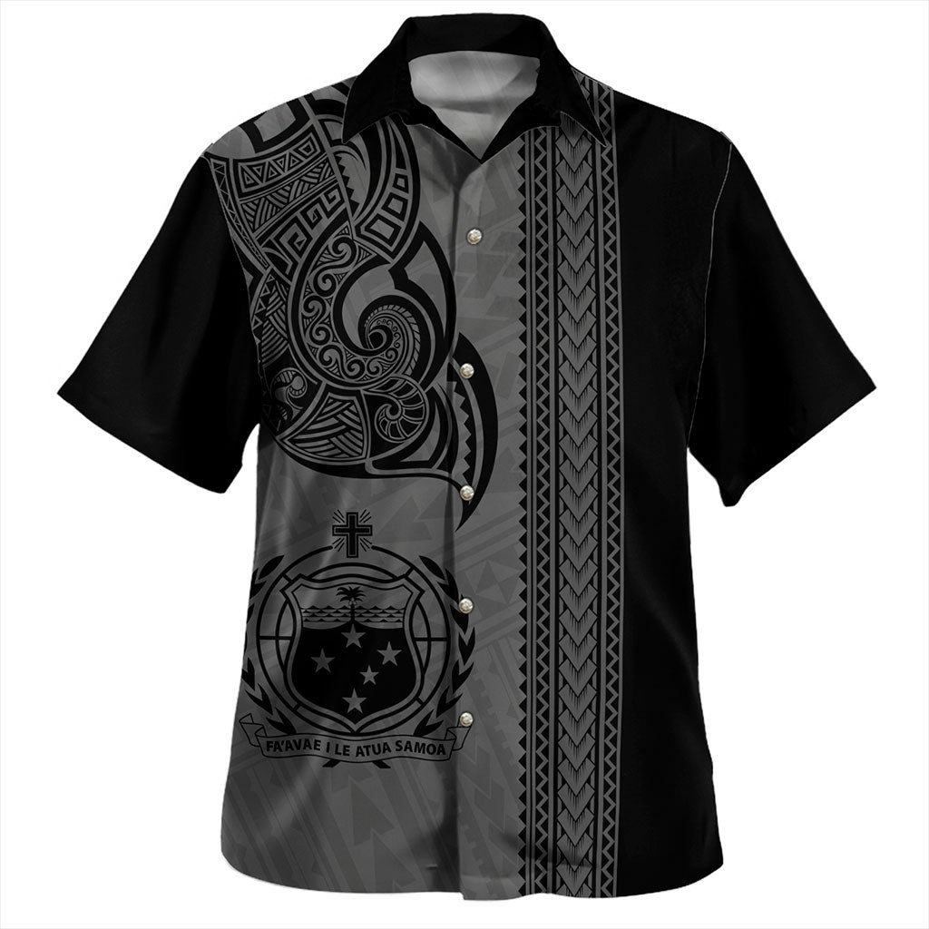 Samoa Hawaiian Shirt Polynesia Tribal Tattoo Grey