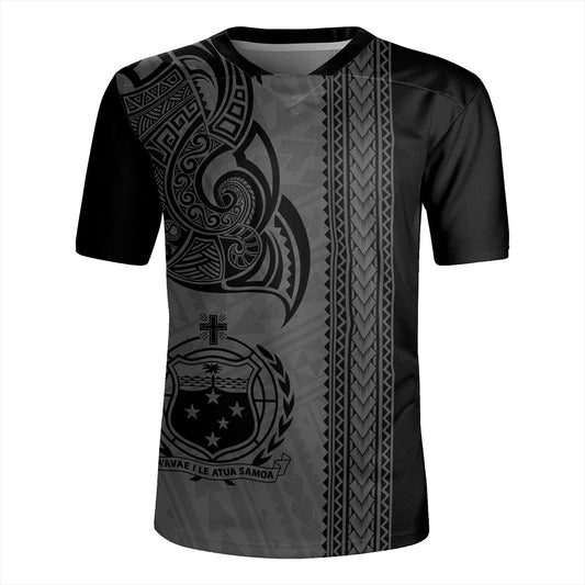 Samoa Rugby Jersey Polynesia Tribal Tattoo Grey