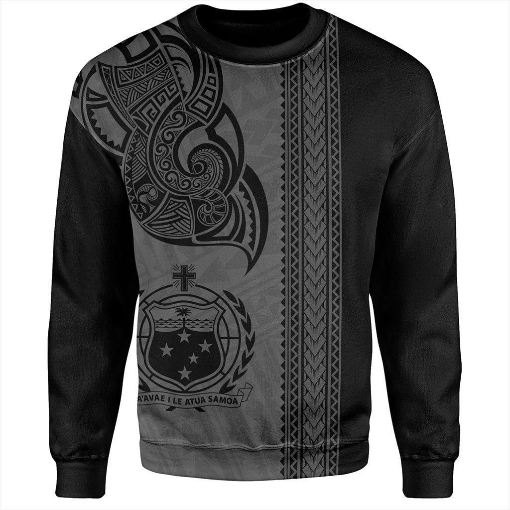 Samoa Sweatshirt Polynesia Tribal Tattoo Grey